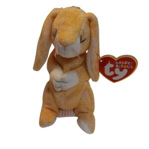 Ty Basket Beanies Rabbit Grace Yellow Bunny Plush Toy Hanging NEW